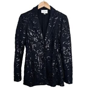 ALEXIS Firdas Black Sequin Embroidered Tulle Blazer Sz M